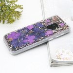 Wholesale Galaxy S9 Luxury Glitter Dried Natural Flower Petal Clear Hybrid Case (Rose Gold Purple)